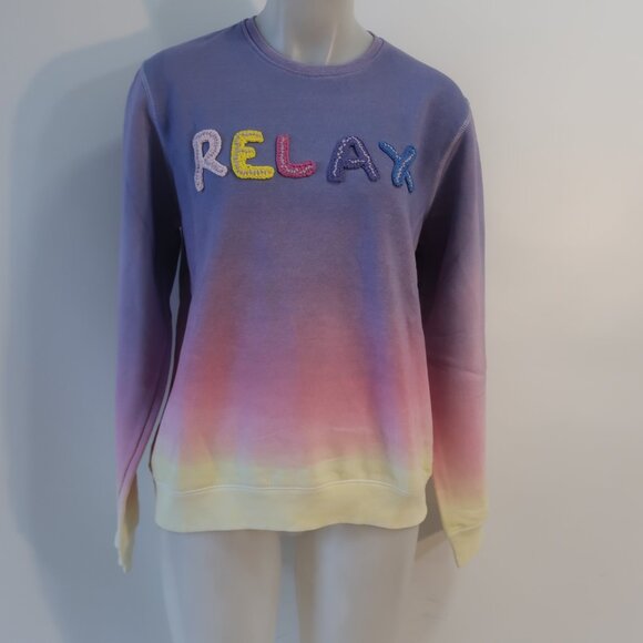 NWT Womens Regina Relax Purple Pink Yellow Ombre Relax Pullover Sweatshirt M - Picture 1 of 6